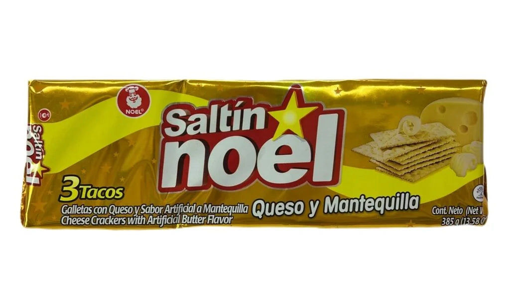 Package of Saltín Noel cheese and butter flavored crackers, 385g