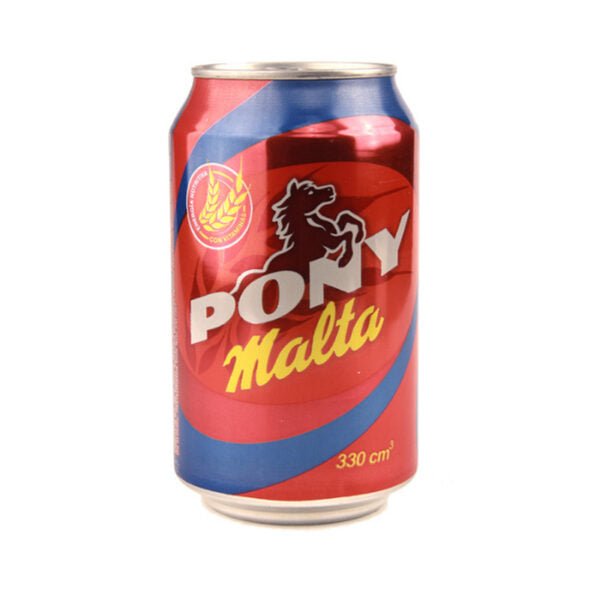 Can of Pony Malta beverage, 330ml