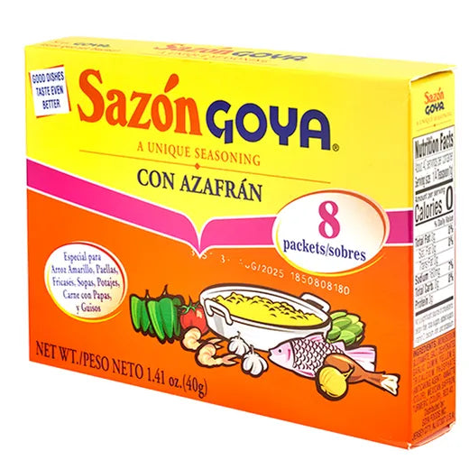Sazón Goya con Azafrán 8 sobres 40g doos