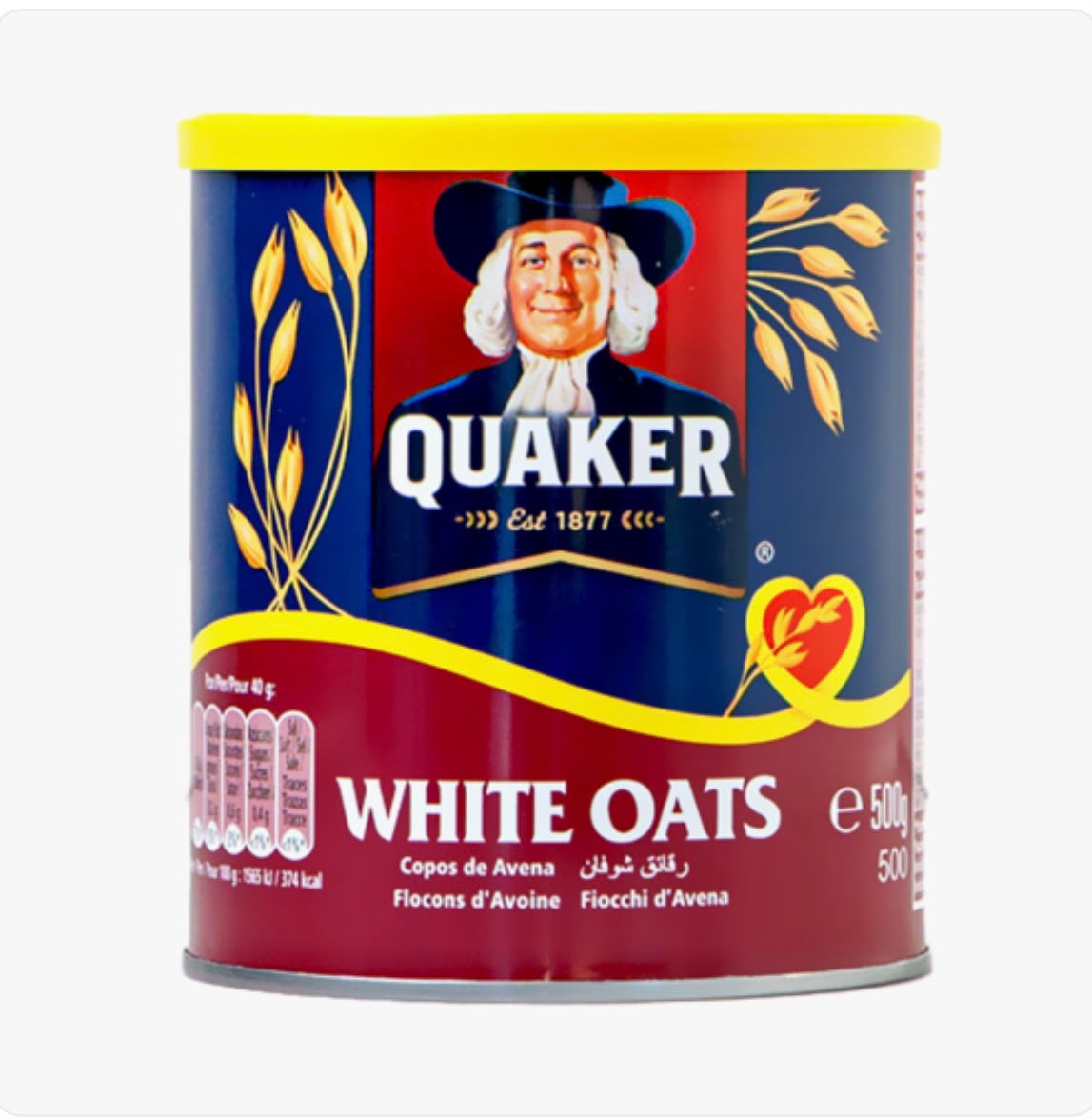 Quaker White Oats lata 500g
