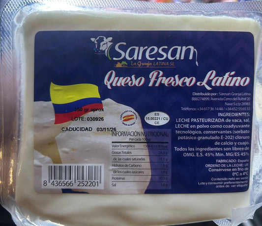 Saresan Queso Fresco Latino de 500 gramos